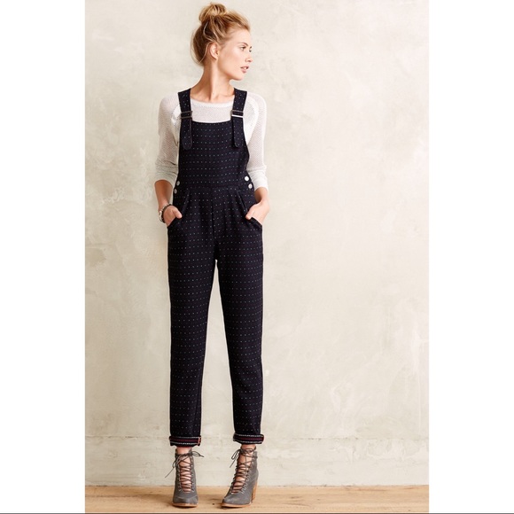Anthropologie Dotted Tweed Overalls - Picture 1 of 8